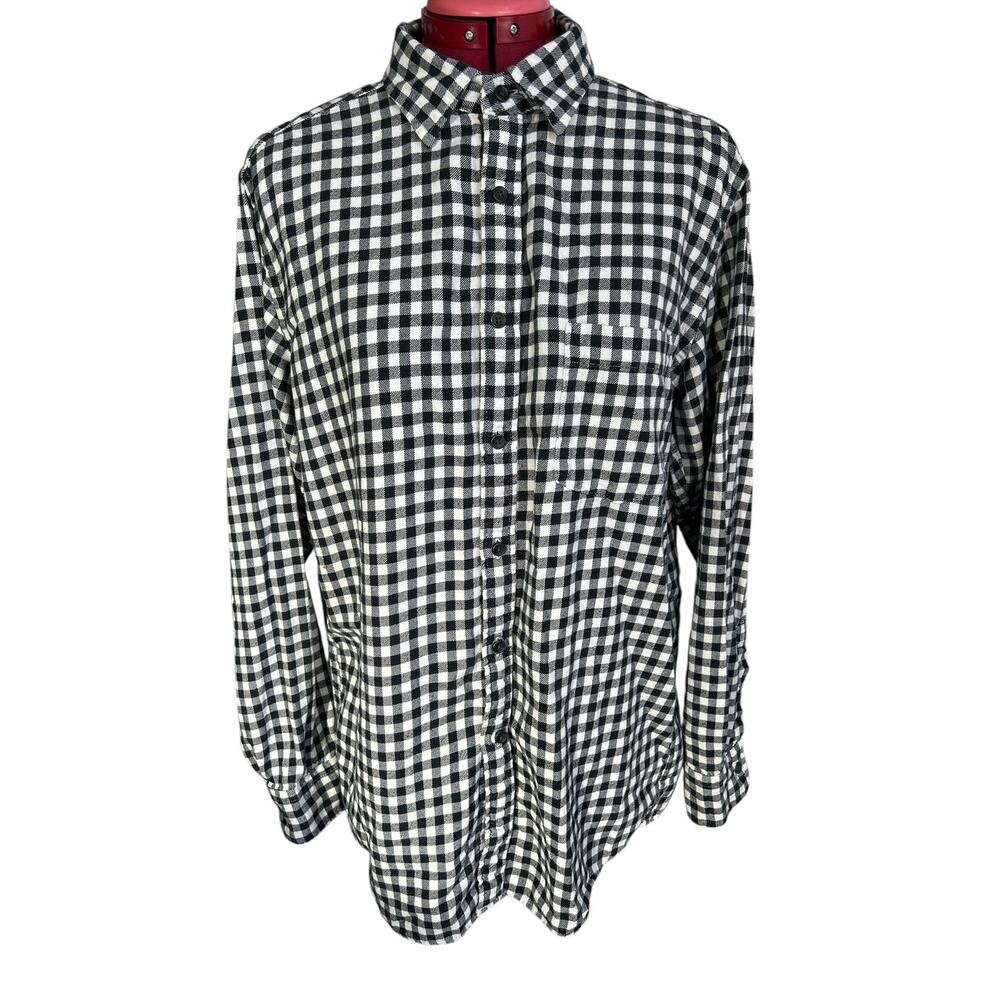 Uniqlo Women’s Size XL 100% Cotton Gingham Button Up‎ Shirt